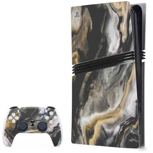 Gold Blush Marble Ink PS5 Pro Bundle Skin